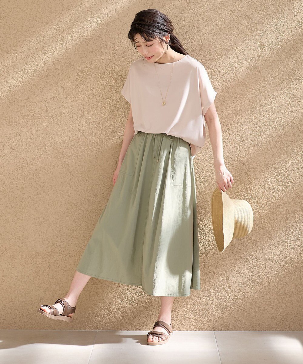 ANY 【ウエストゴム】ナイロンベイカーフレアスカート 