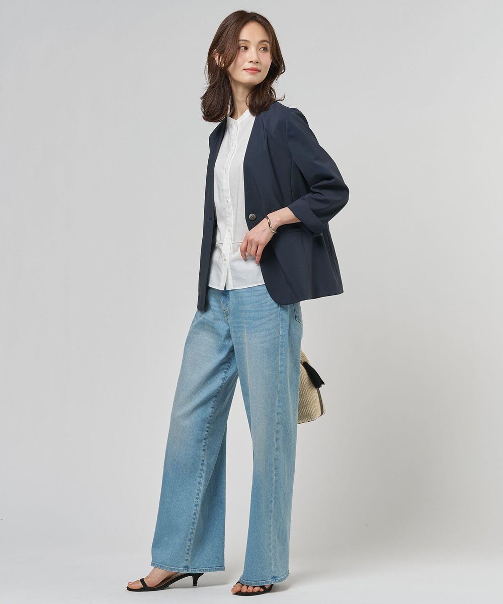 J.PRESS LADIES L 【セットアップ対応】ファンマートロストレッチ ノーカラー ジャケット 