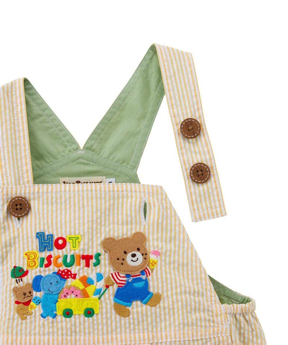 MIKI HOUSE HOT BISCUITS 【70-110cm】 ビーンズ×お菓子シリーズ サッカー素材オーバーオール 