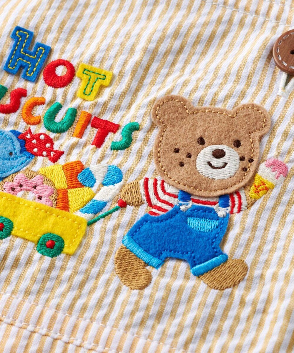 MIKI HOUSE HOT BISCUITS 【70-110cm】 ビーンズ×お菓子シリーズ サッカー素材オーバーオール 