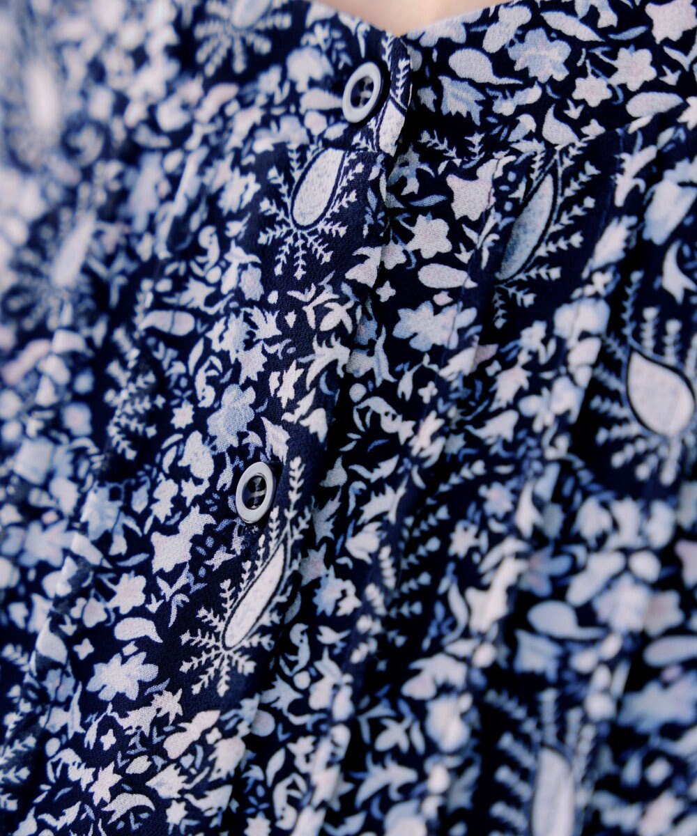 Tiaclasse L 【洗える】ペイズリー柄フレアスリーブワンピース 