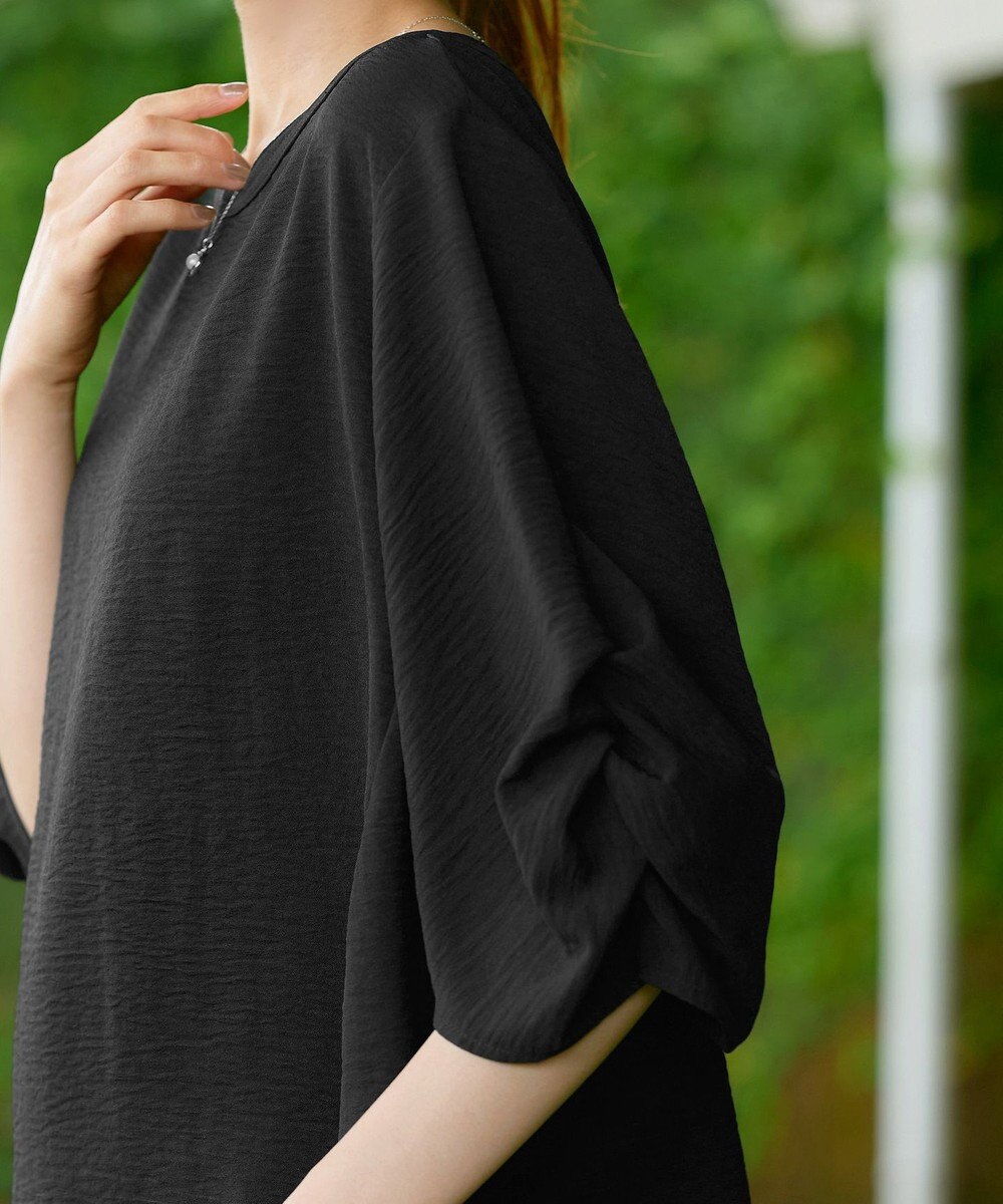 Tiaclasse 【洗える】麻調タックブラウス 