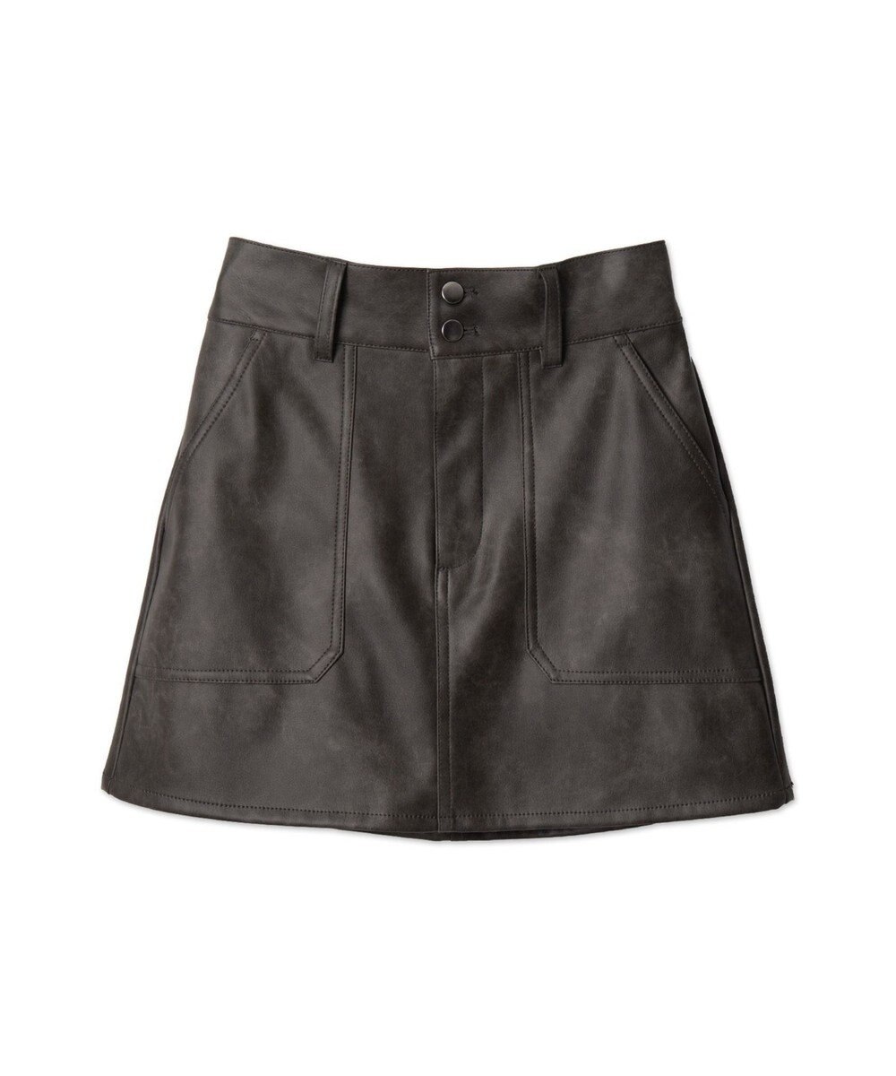 WEGO ベルト付ヴィンテージライクFレザーミニスカート 