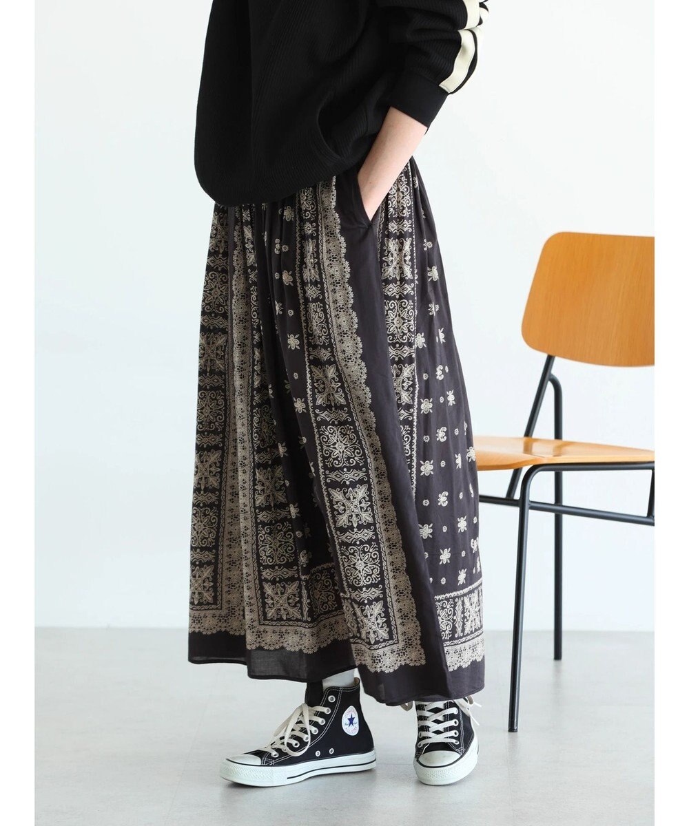 CRAFT STANDARD BOUTIQUE パネル柄マキシギャザースカート 