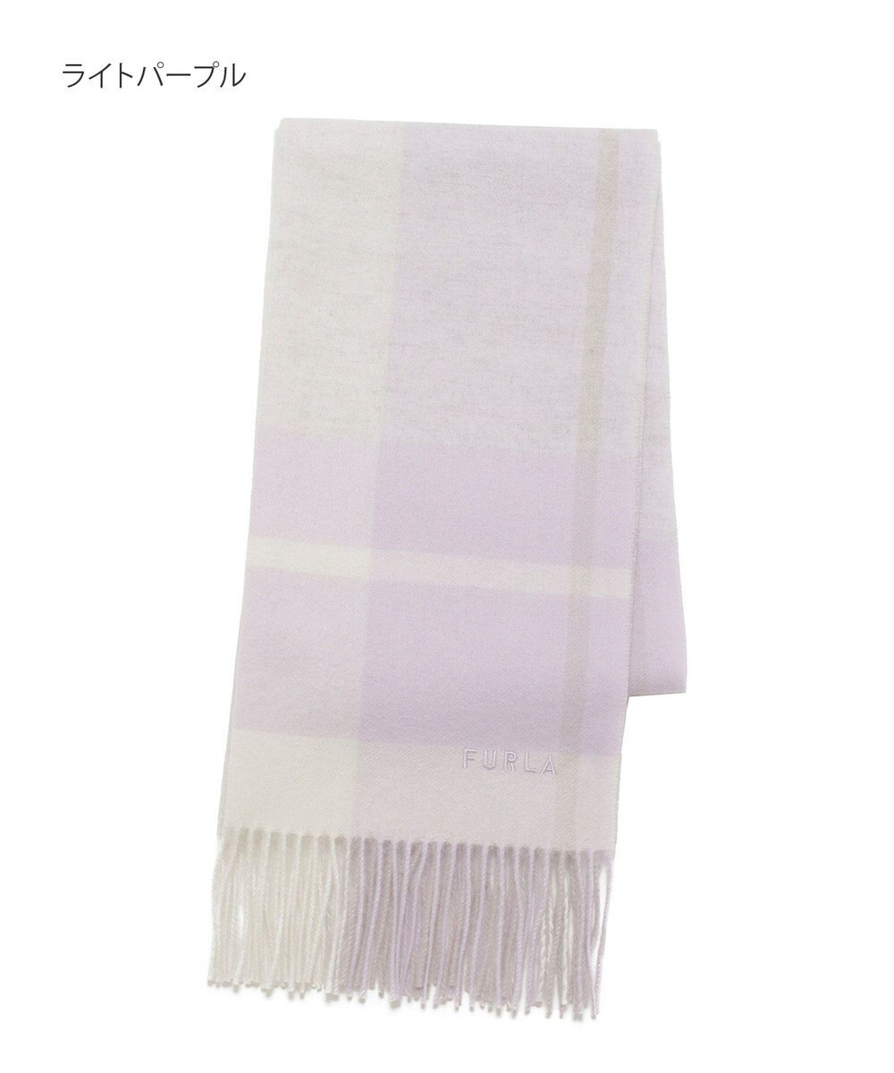 MOONBAT FURLA ウール混ラメ入りブロックチェックストールマフラー／幅50cm 