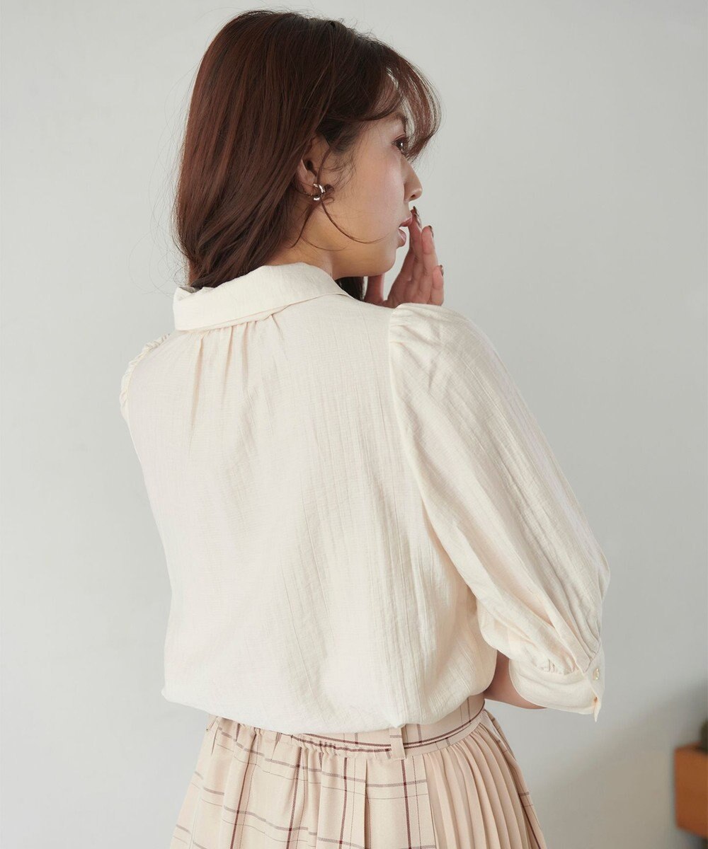 Feroux 【洗える】リボンタイパフスリーブ ブラウス 