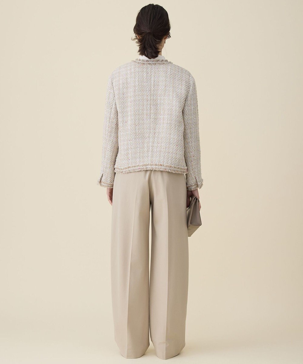 自由区 ファンシーノットツイードノーカラー ジャケット 