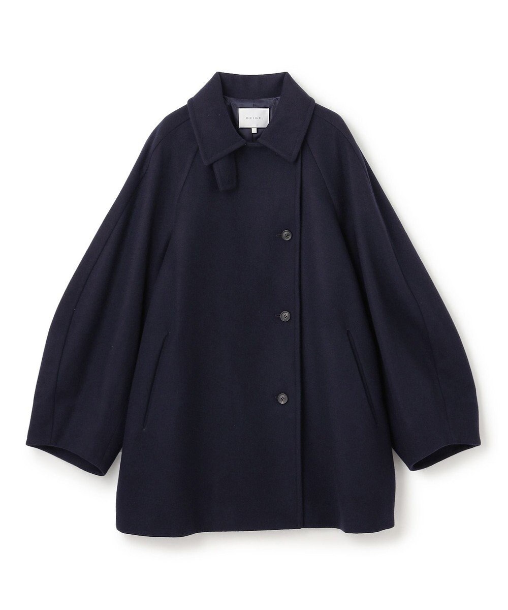 BEIGE， GABELLE / ミドル丈スタンドカラーウールコート 