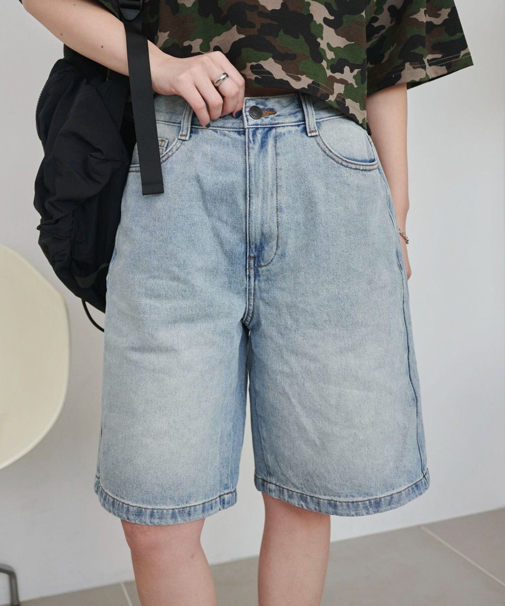 WEGO 【SMサイズ展開】ヴィンテージウォッシュデニムハーフパンツ 