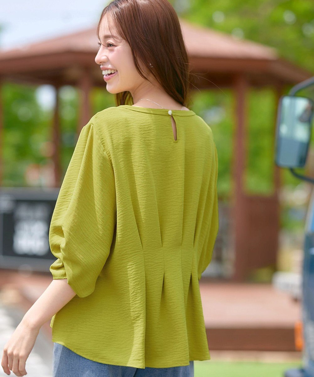 Tiaclasse 【洗える】麻調タックブラウス 