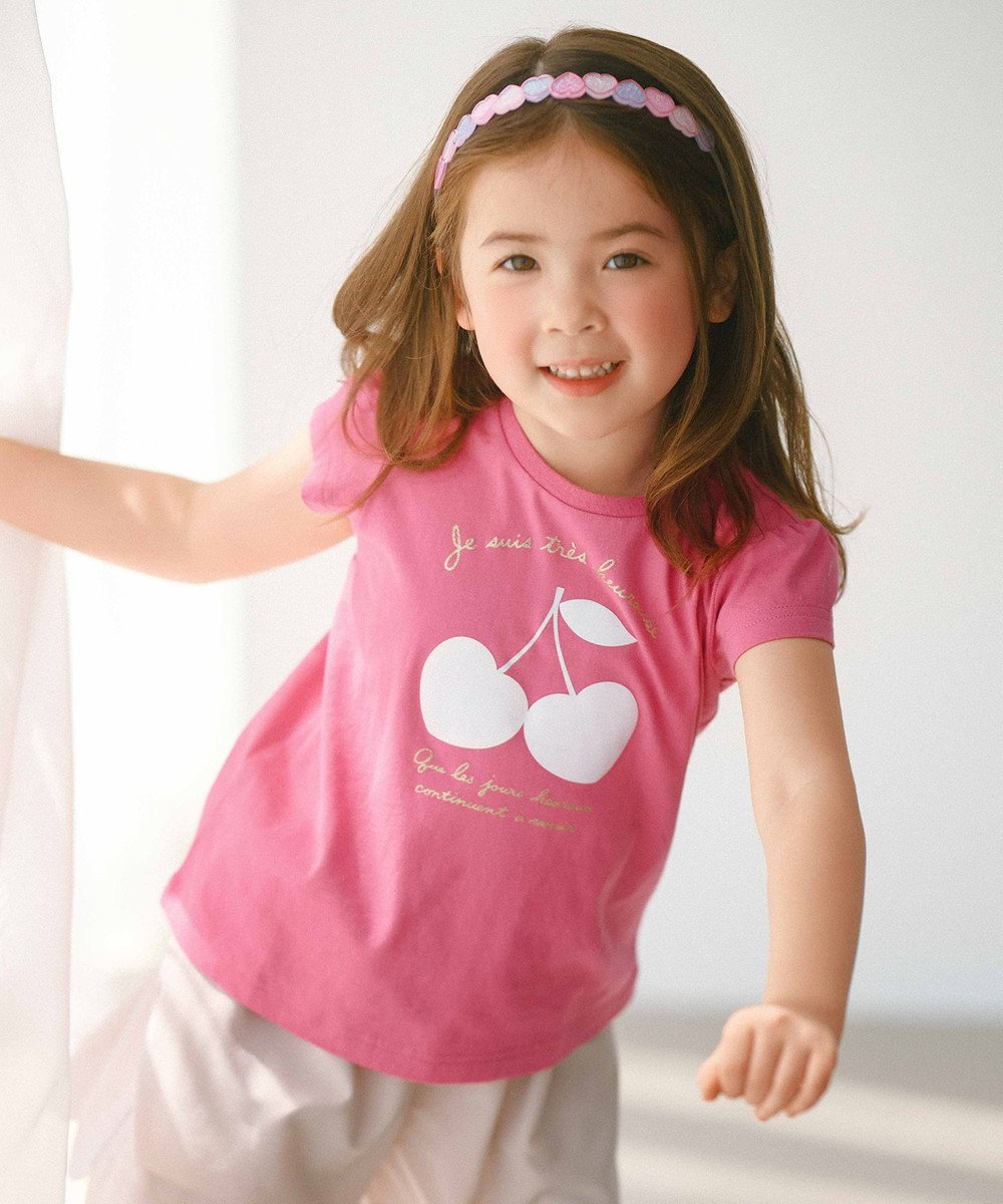any FAM KIDS 【水で色が変わる】接触冷感 しろくま ミラクルプリント Tシャツ ピンク