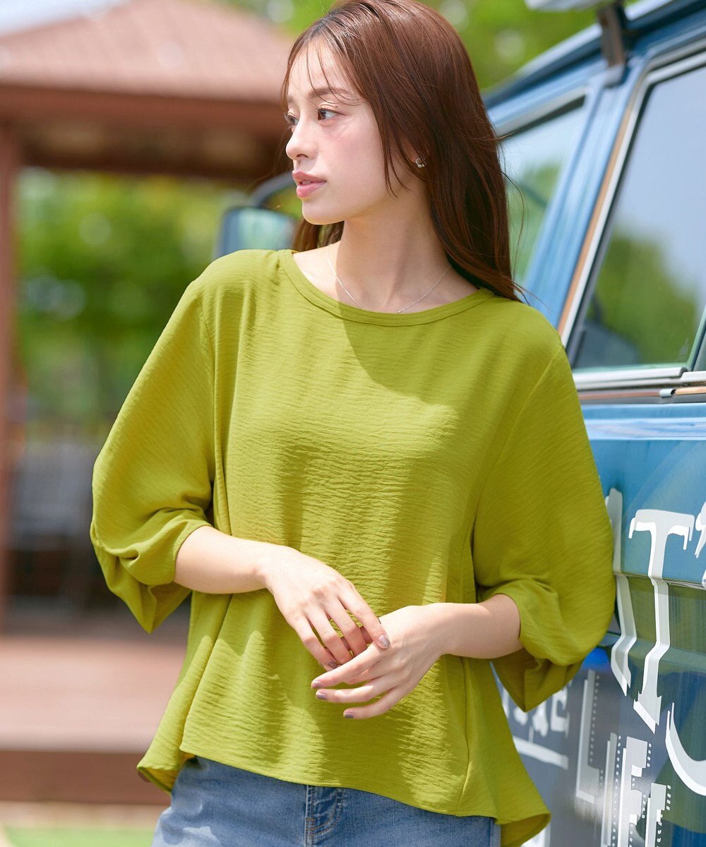 Tiaclasse 【洗える】麻調タックブラウス 