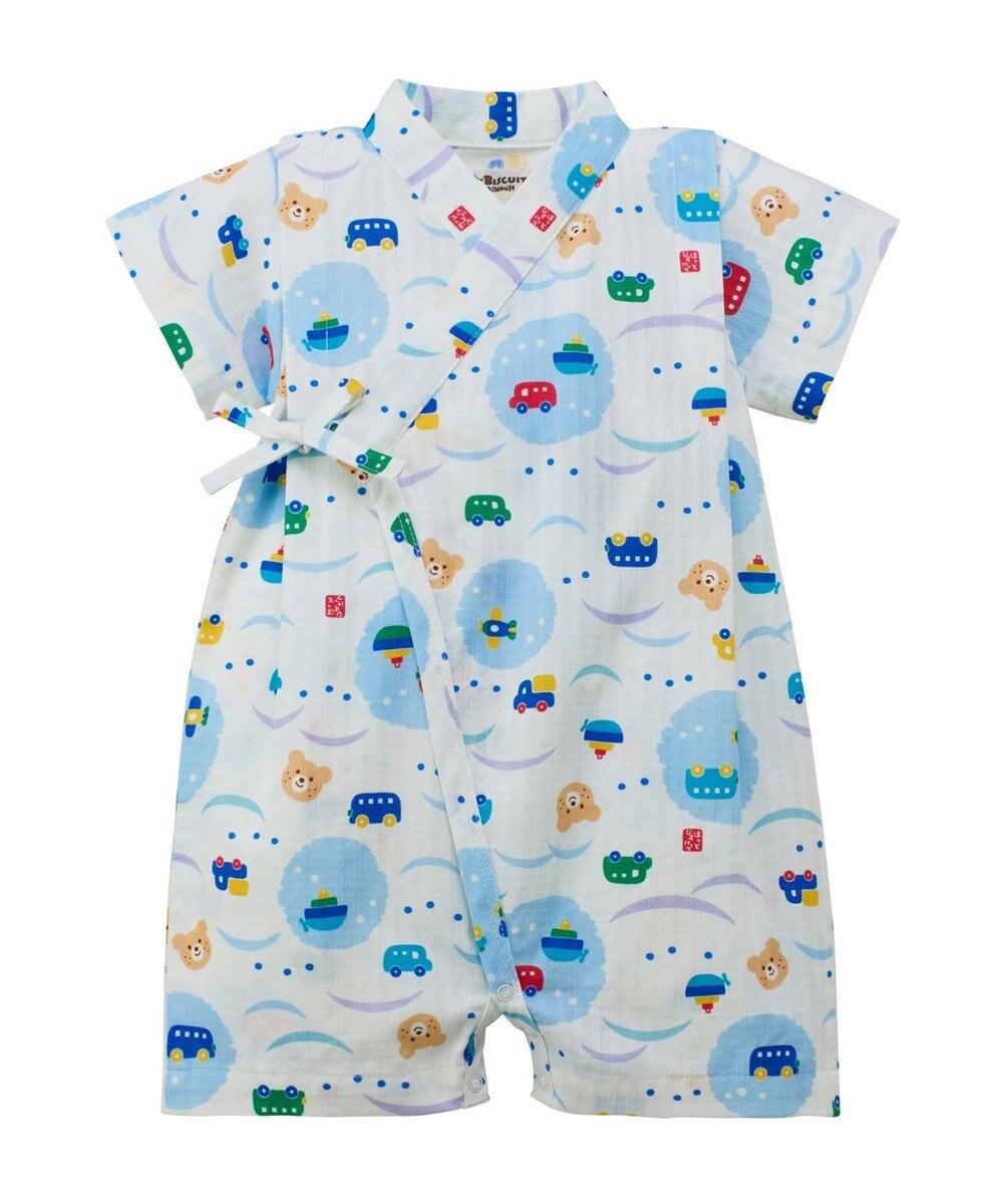 MIKI HOUSE HOT BISCUITS 【60-80cm】総柄 甚平オール 