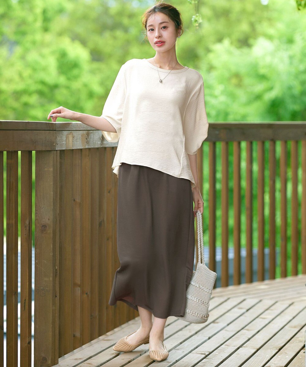 Tiaclasse 【洗える】麻調タックブラウス 