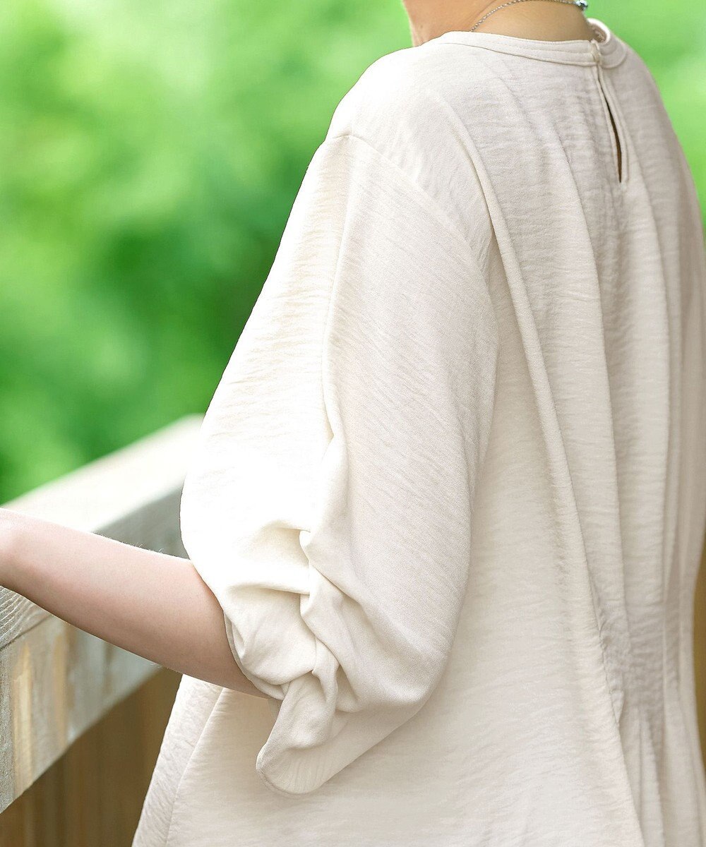 Tiaclasse 【洗える】麻調タックブラウス 