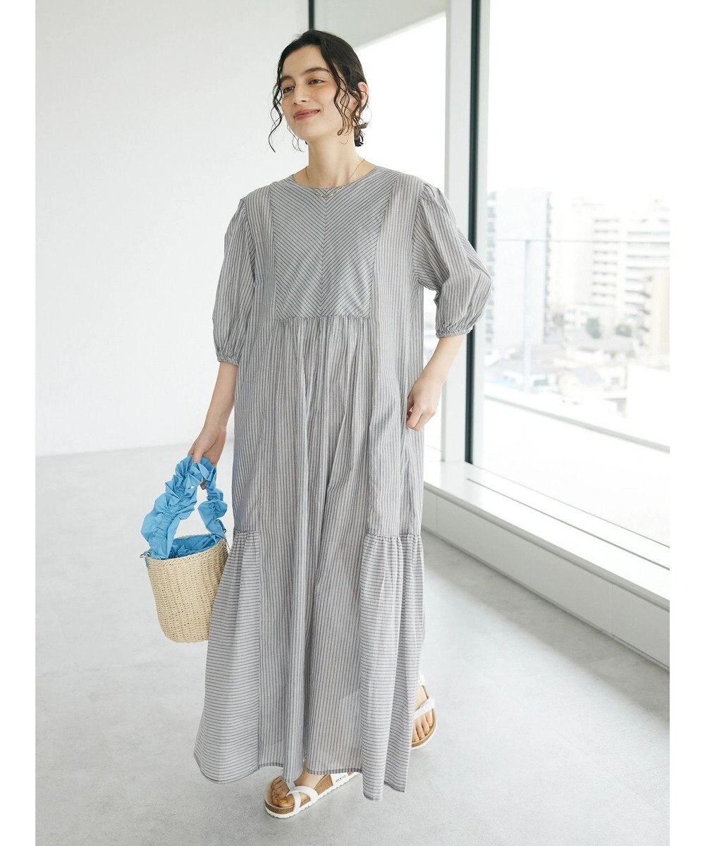 CRAFT STANDARD BOUTIQUE インド綿パフスリーブギャザーワンピース 