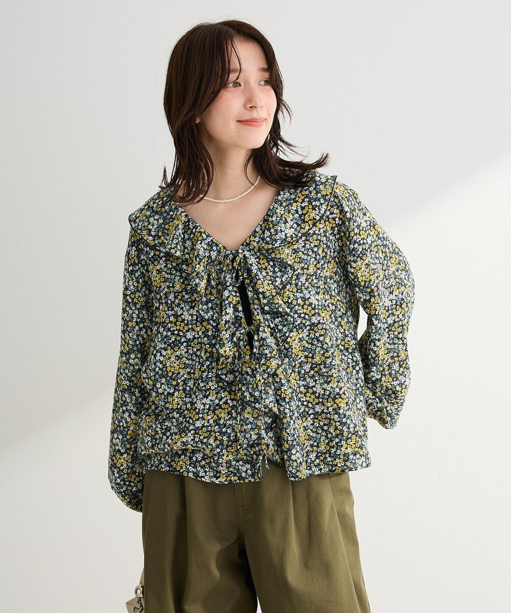 Green Parks 花柄フリルブラウス 
