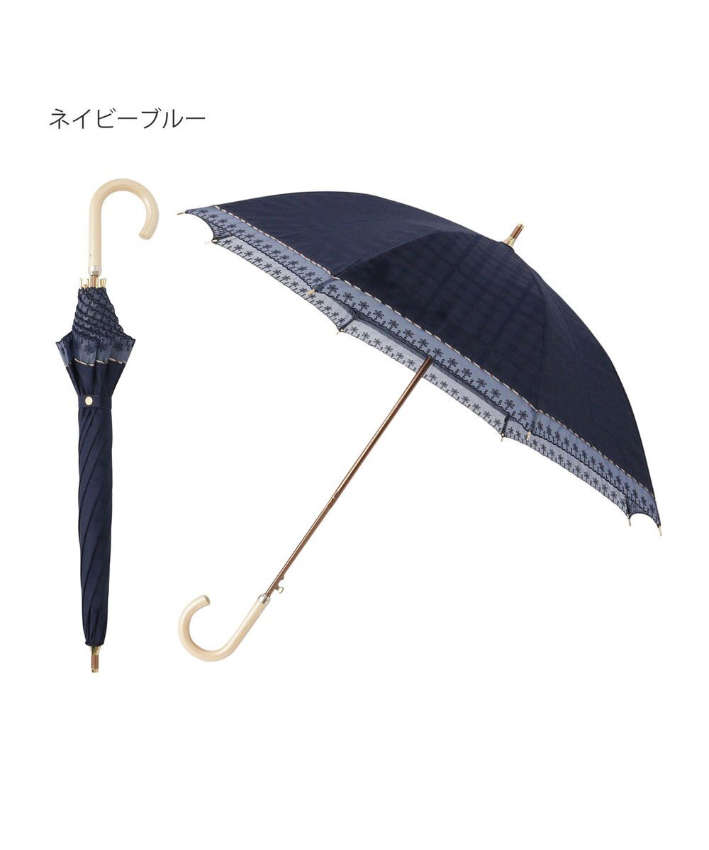 MOONBAT DAKS(ダックス) 晴雨兼用日傘 長傘 ハウスチェックジャカード×オーガンジーレース 