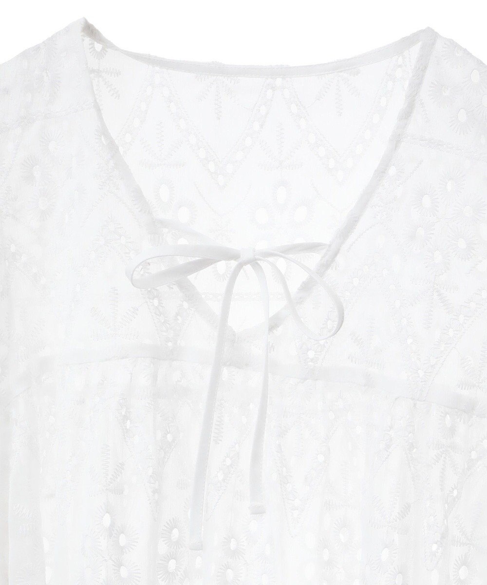 earth music&ecology パフスリーブ楊柳刺繍チュニック 