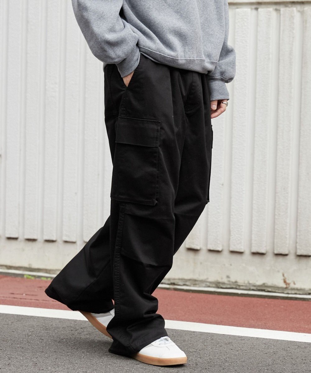 WEGO 【ウエストゴム】イージーワイドカーゴパンツ 