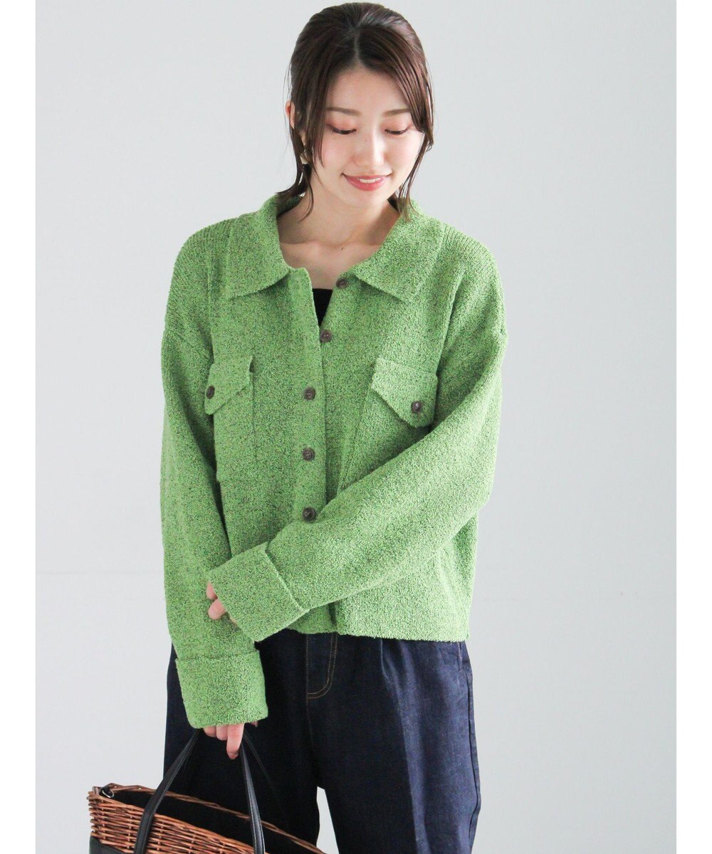 Te chichi メランジ衿ニットジャケット 