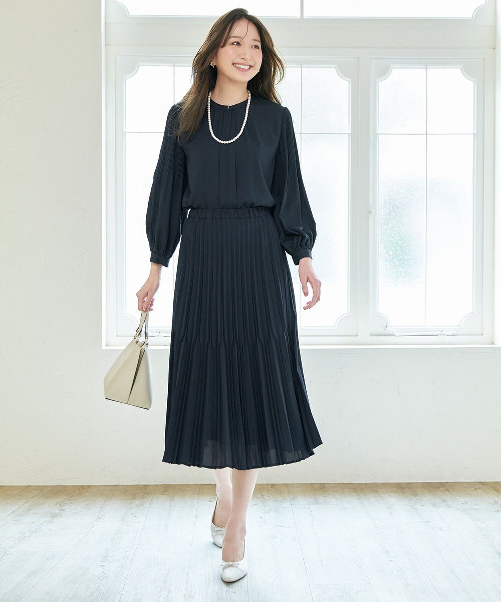 ANY L 【ウエストゴム】2段プリーツスカート 