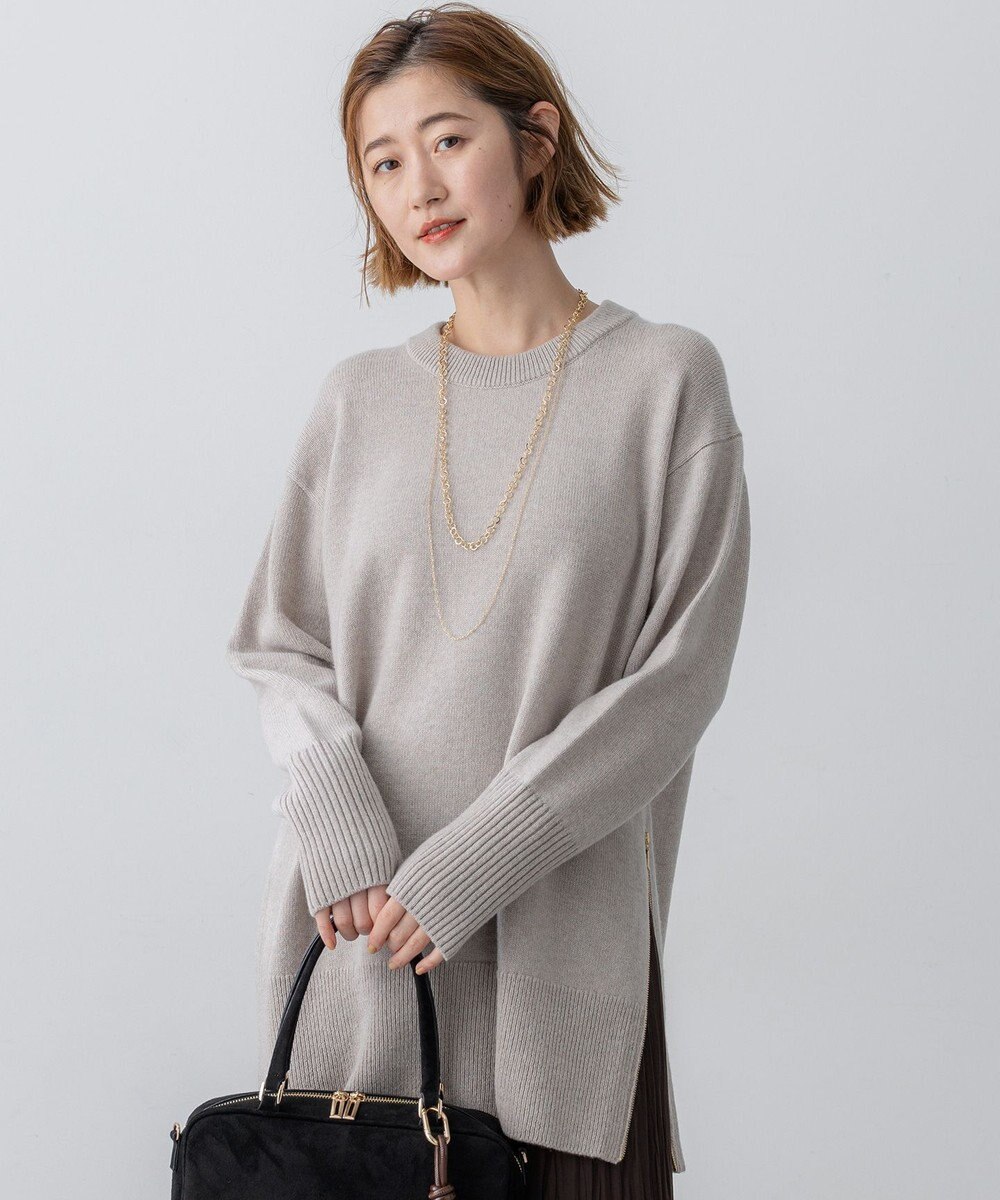 23区 【見上愛さん着用/Oggi掲載/洗える】カシミヤブレンド サイドジップ  ニットチュニック 