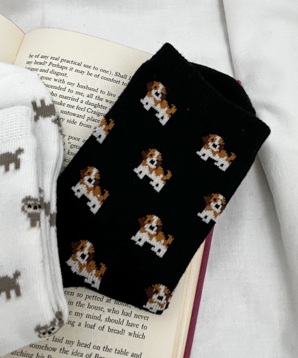 WEGO 総柄イヌクルーソックス 