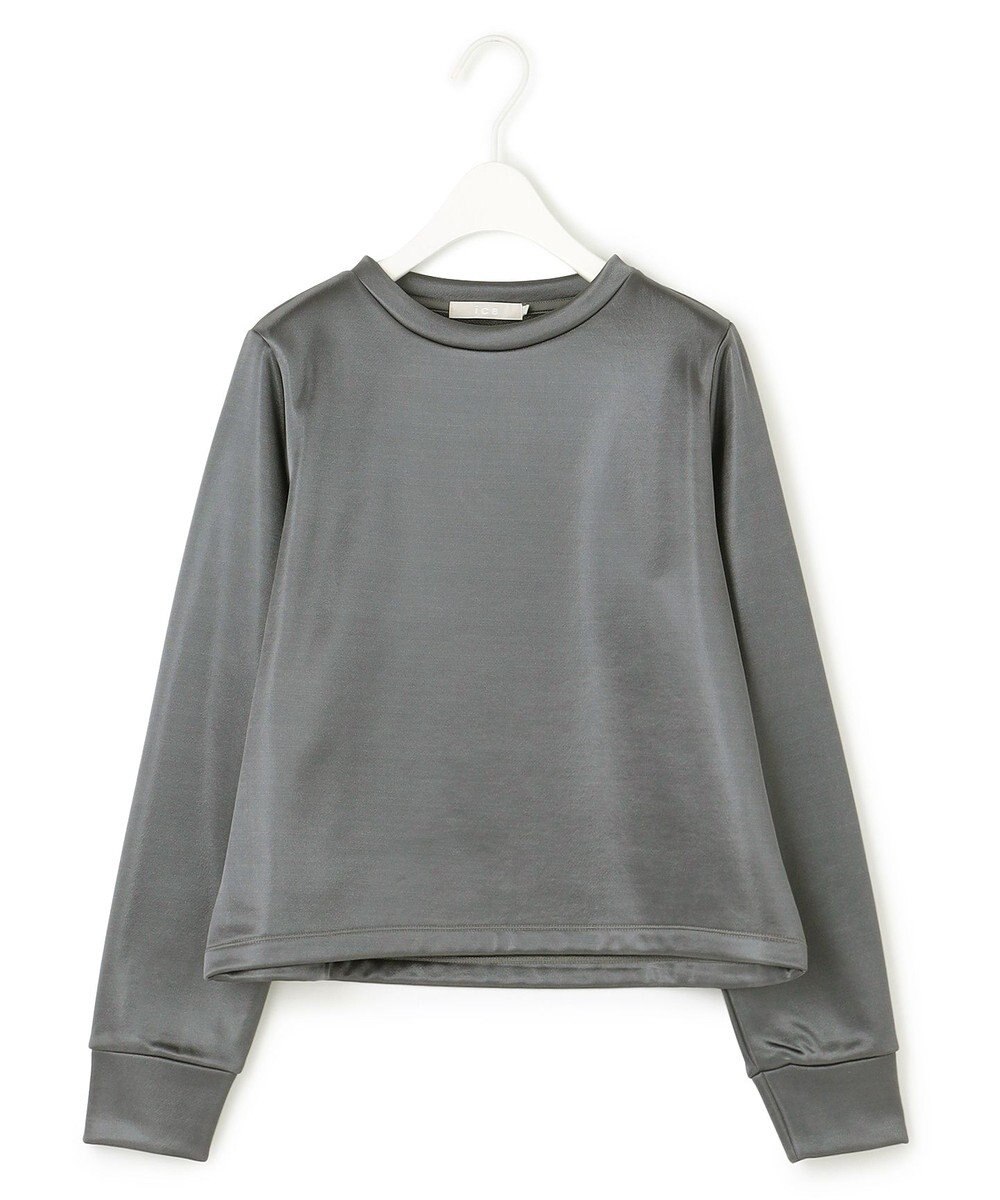 ICB L 【洗える】サテンボンディング クルーネックプルオーバー 