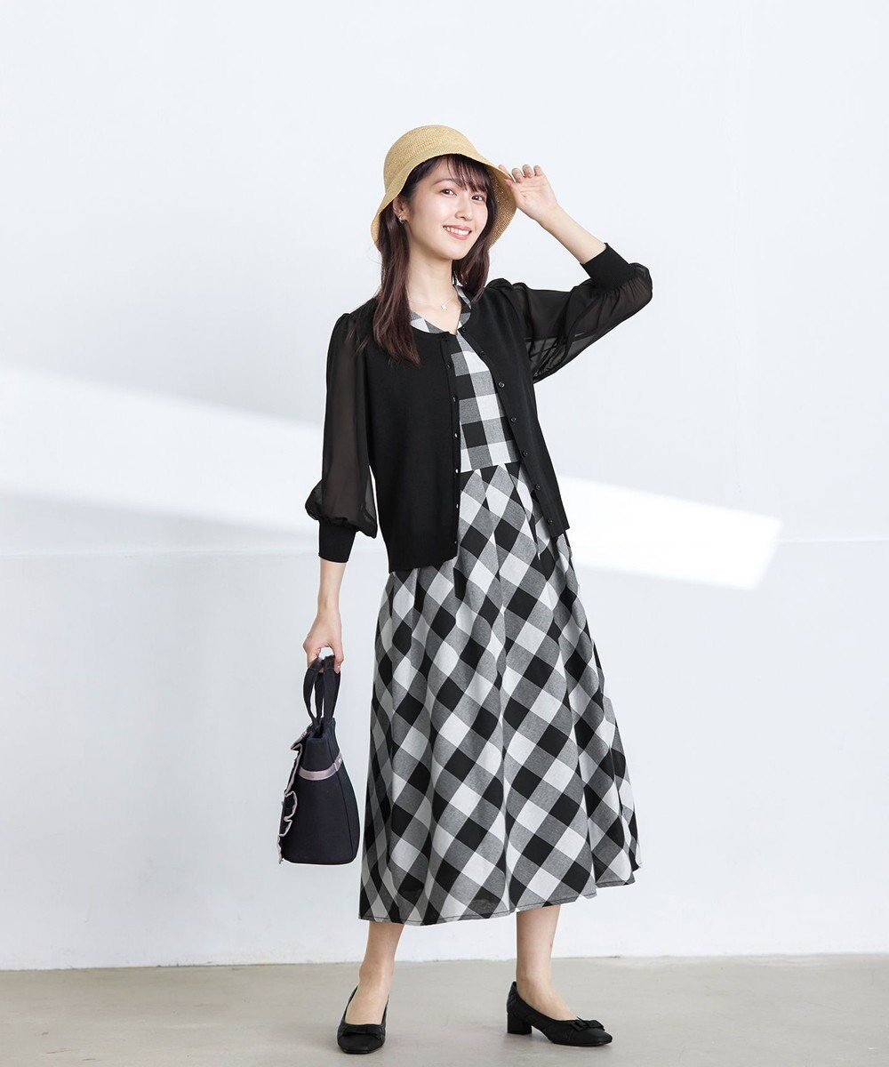 Tiaclasse 【洗える】パフスリーブコンビカーディガン 