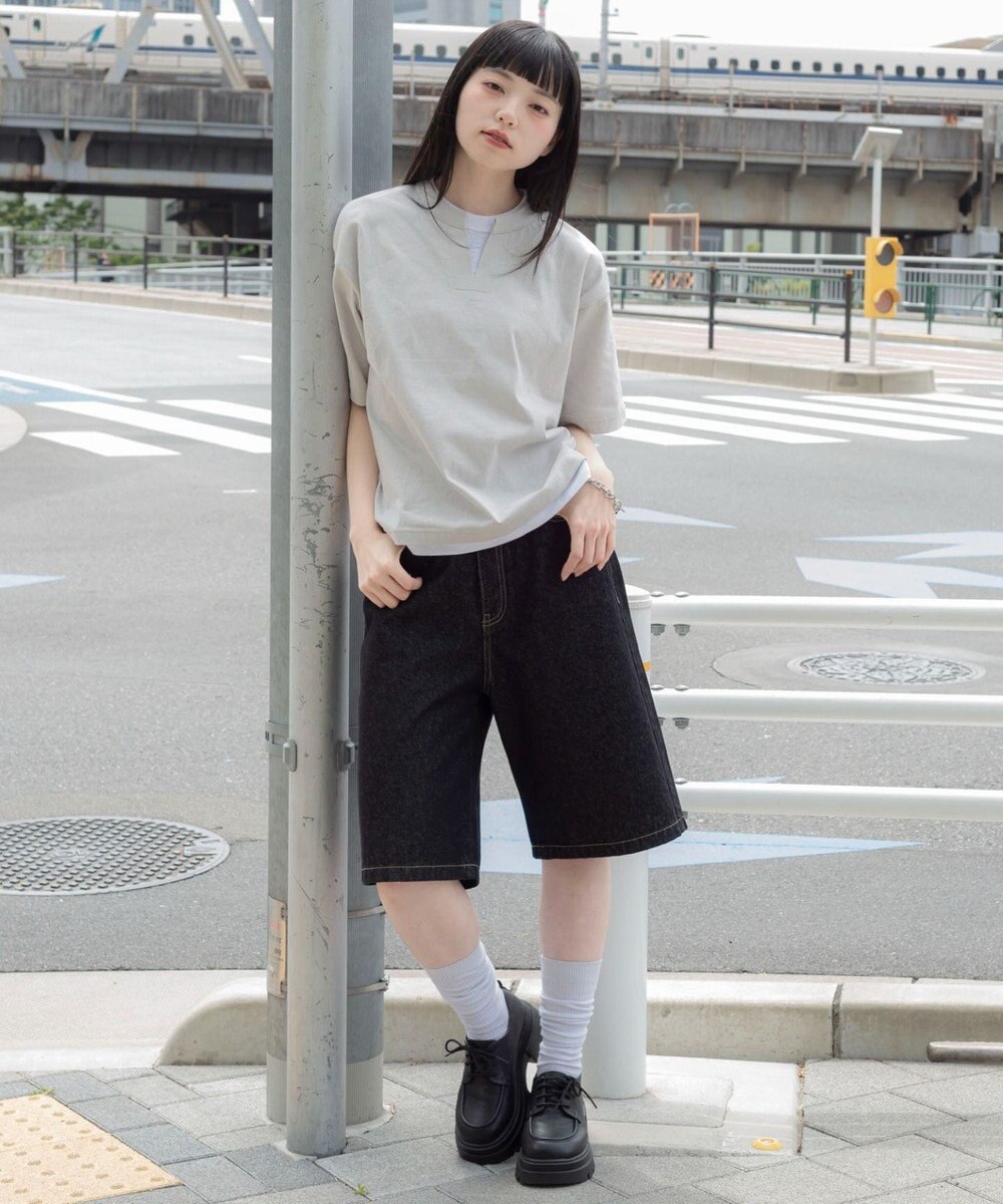 WEGO 【ユニセックス着用ITEM/MLサイズ展開】フェイクレイヤードキーネックT（SS） 