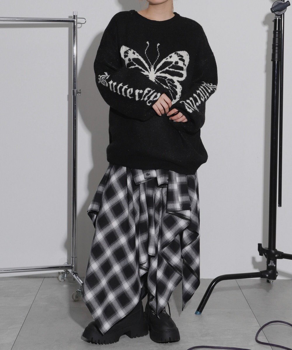 WEGO モチーフグラフィックフラッフィーニットプルオーバー 