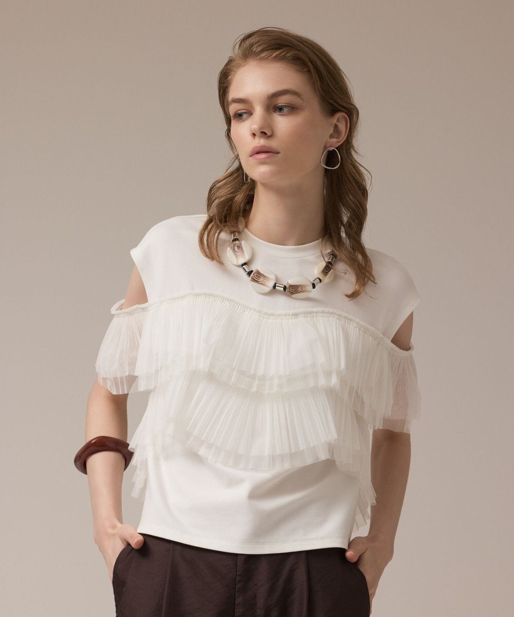 GRACE CONTINENTAL プリーツチュールカットトップ 