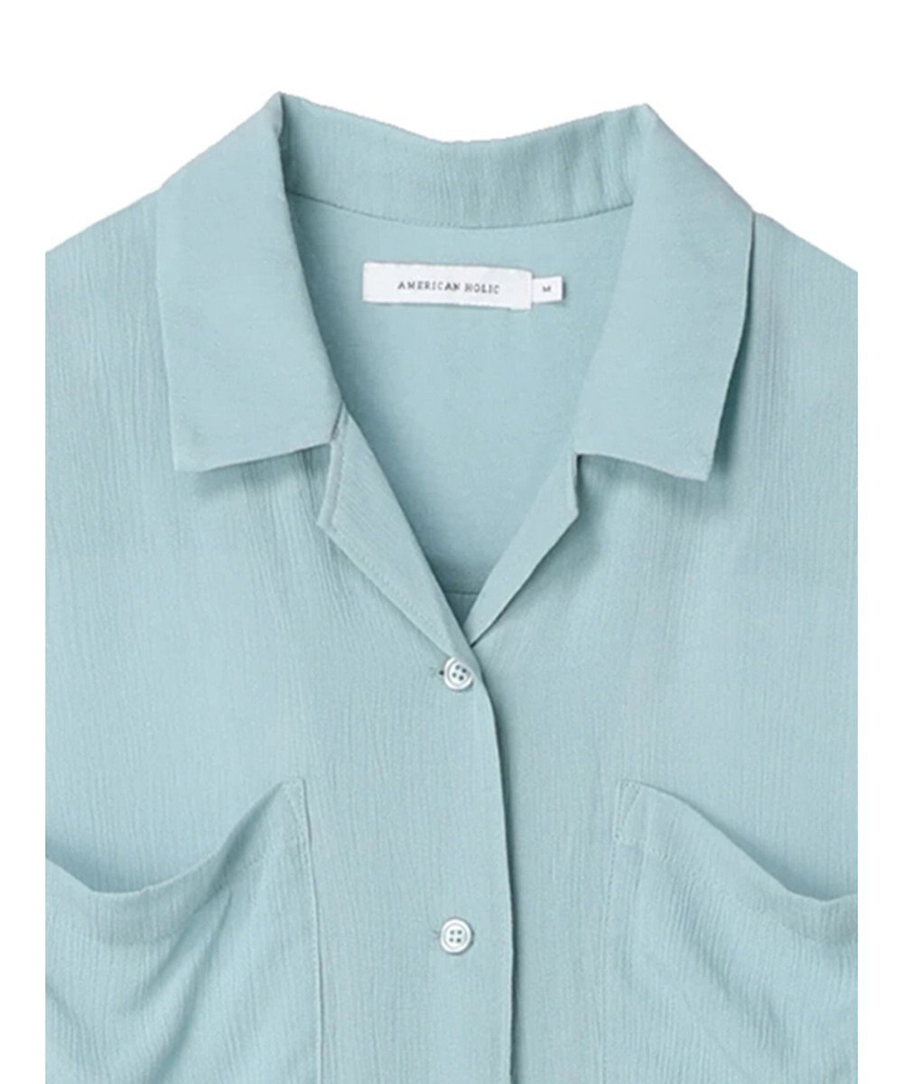 AMERICAN HOLIC 楊柳Ｗポケット開襟ワンピース 