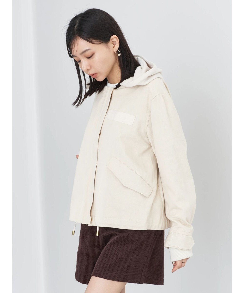 earth music&ecology パーカー付きミリタリーブルゾン 