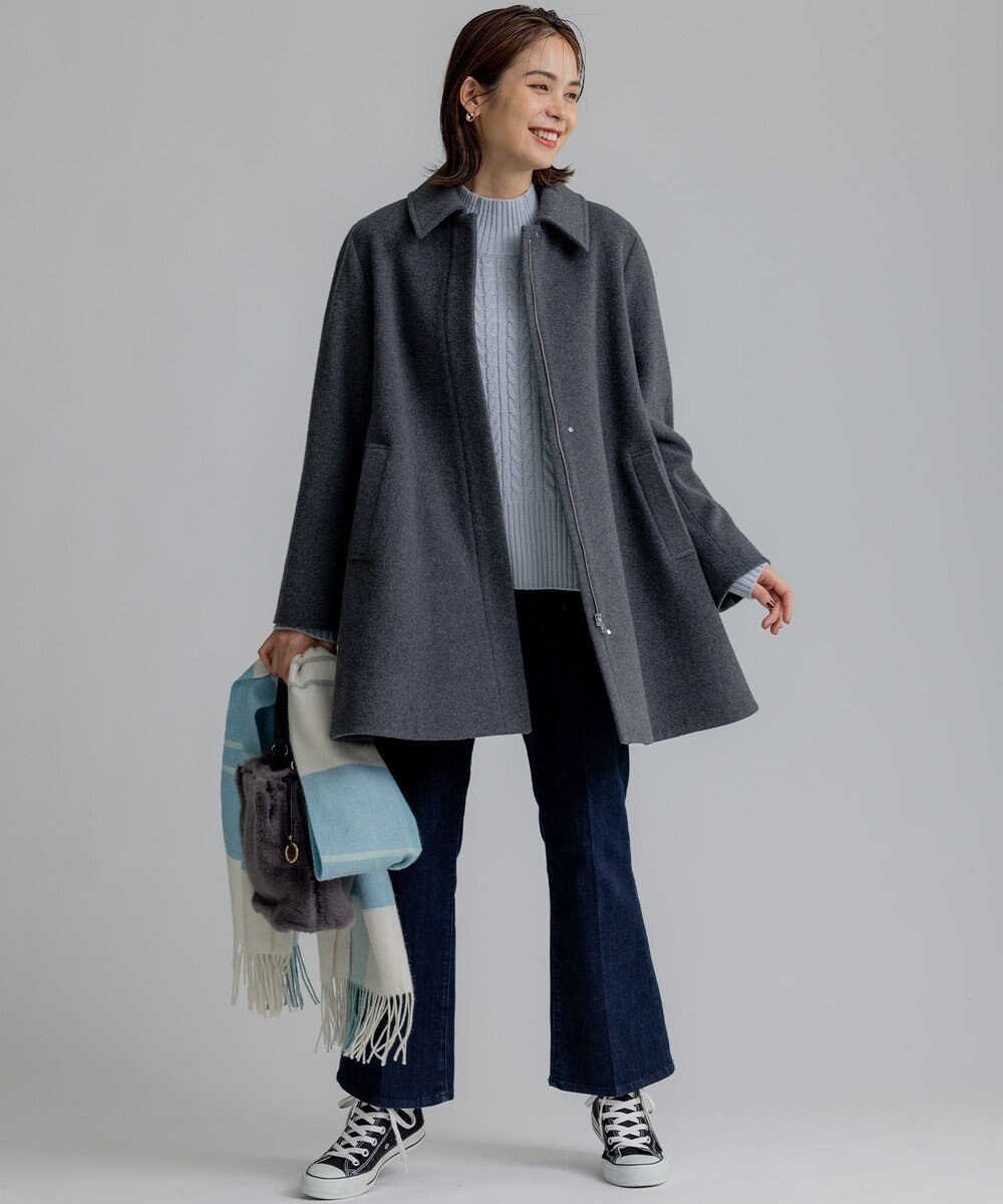 組曲 L ショートビーバー ステンカラー コート 