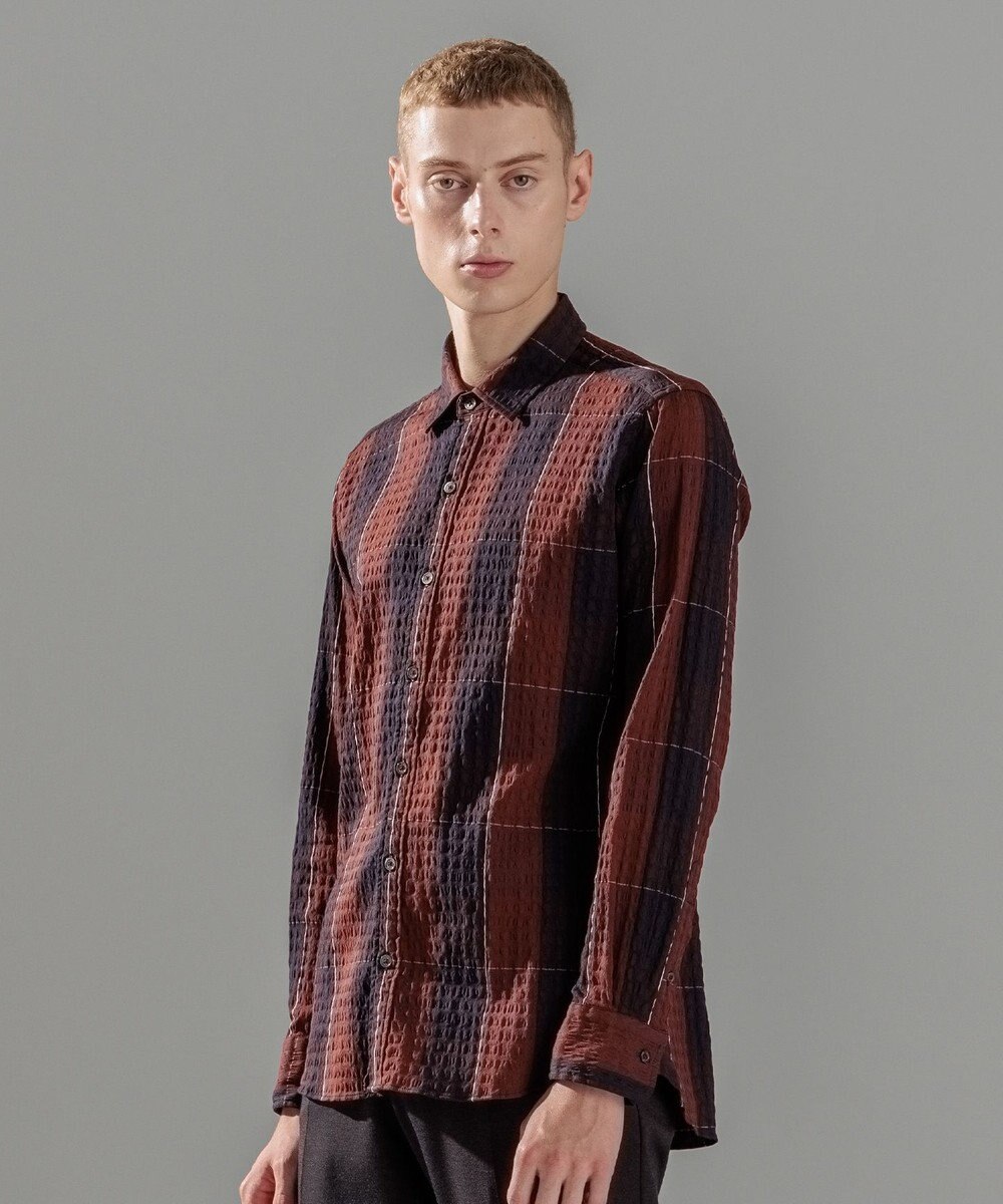 JOSEPH HOMME オーバーチェックジャガードストレッチ　レギュラーカラーシャツ 