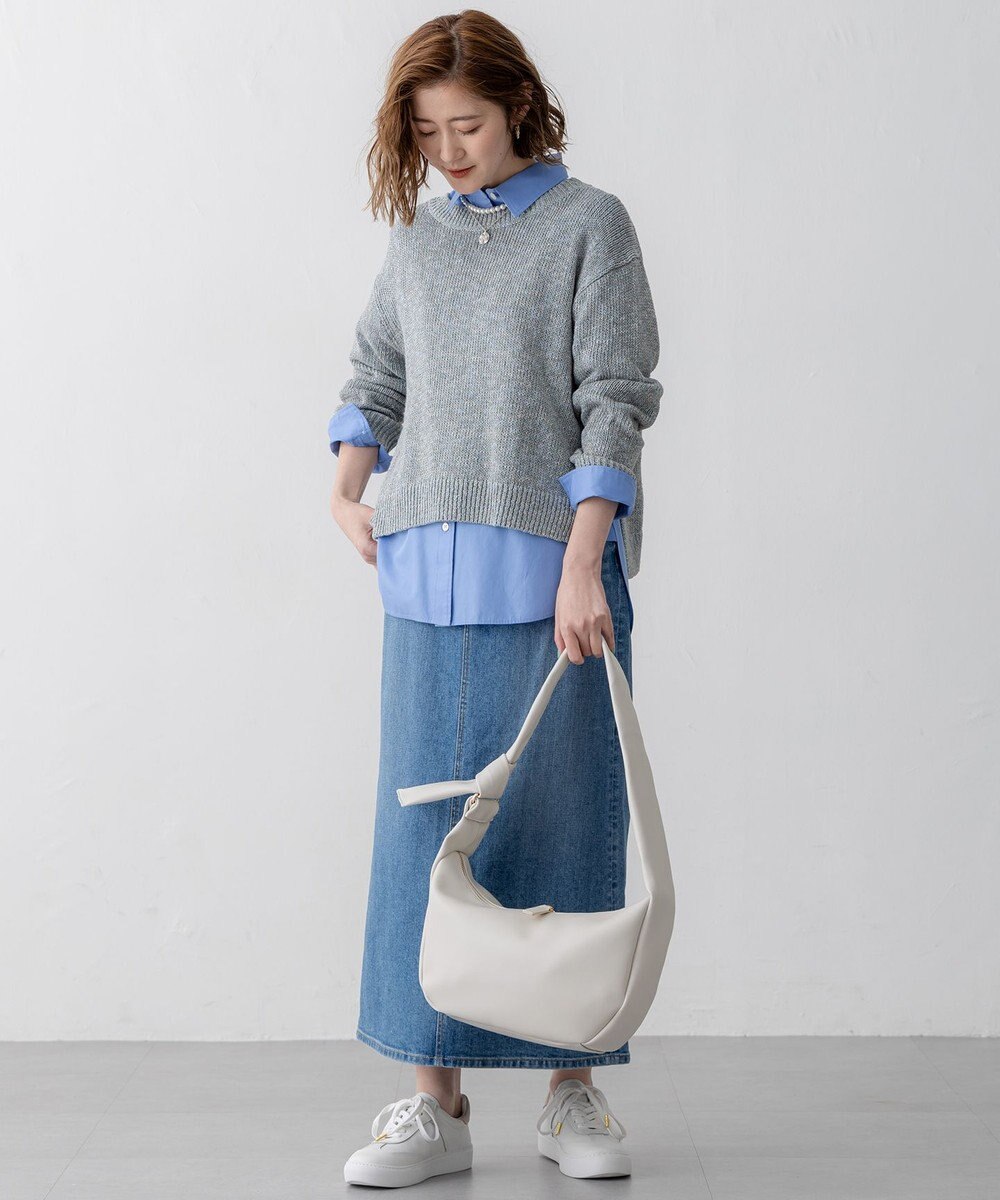 23区 【洗える】コットンルレックスリリー カラーニット 