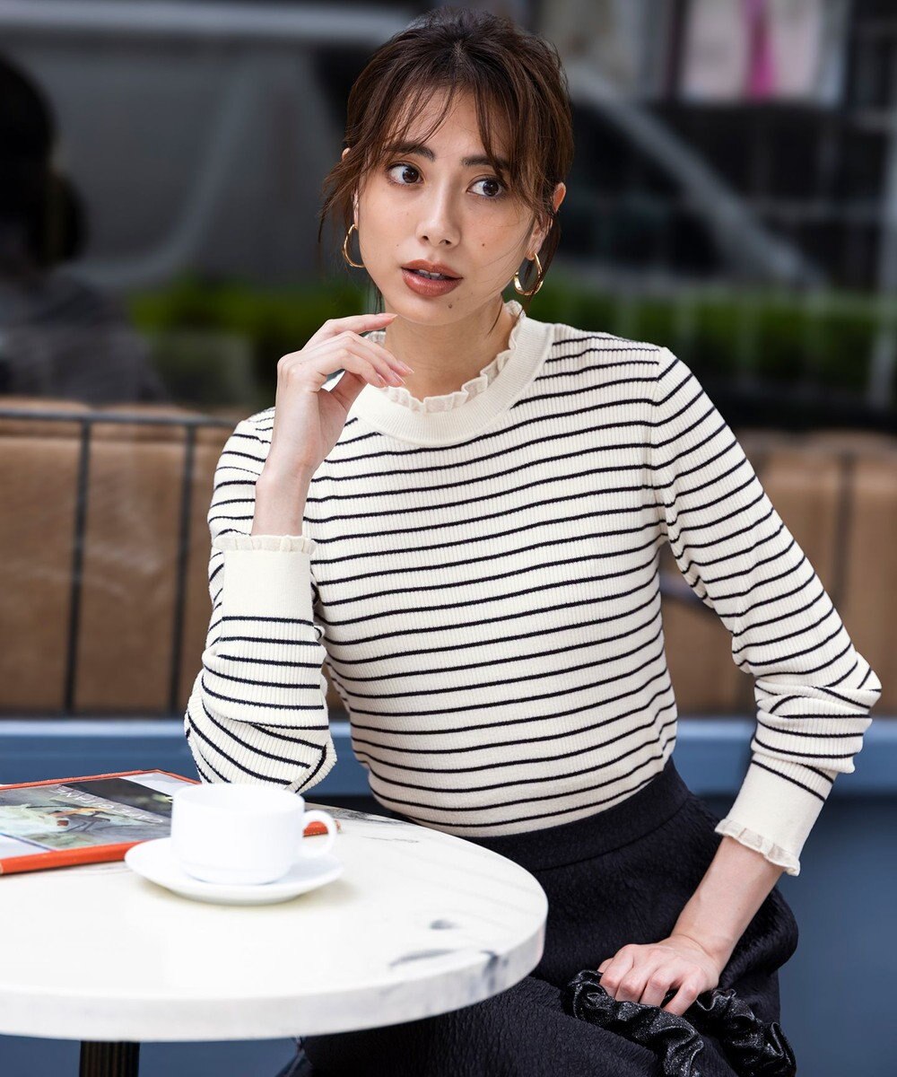 ANY SIS CICA加工 フリルネック プルオーバー 