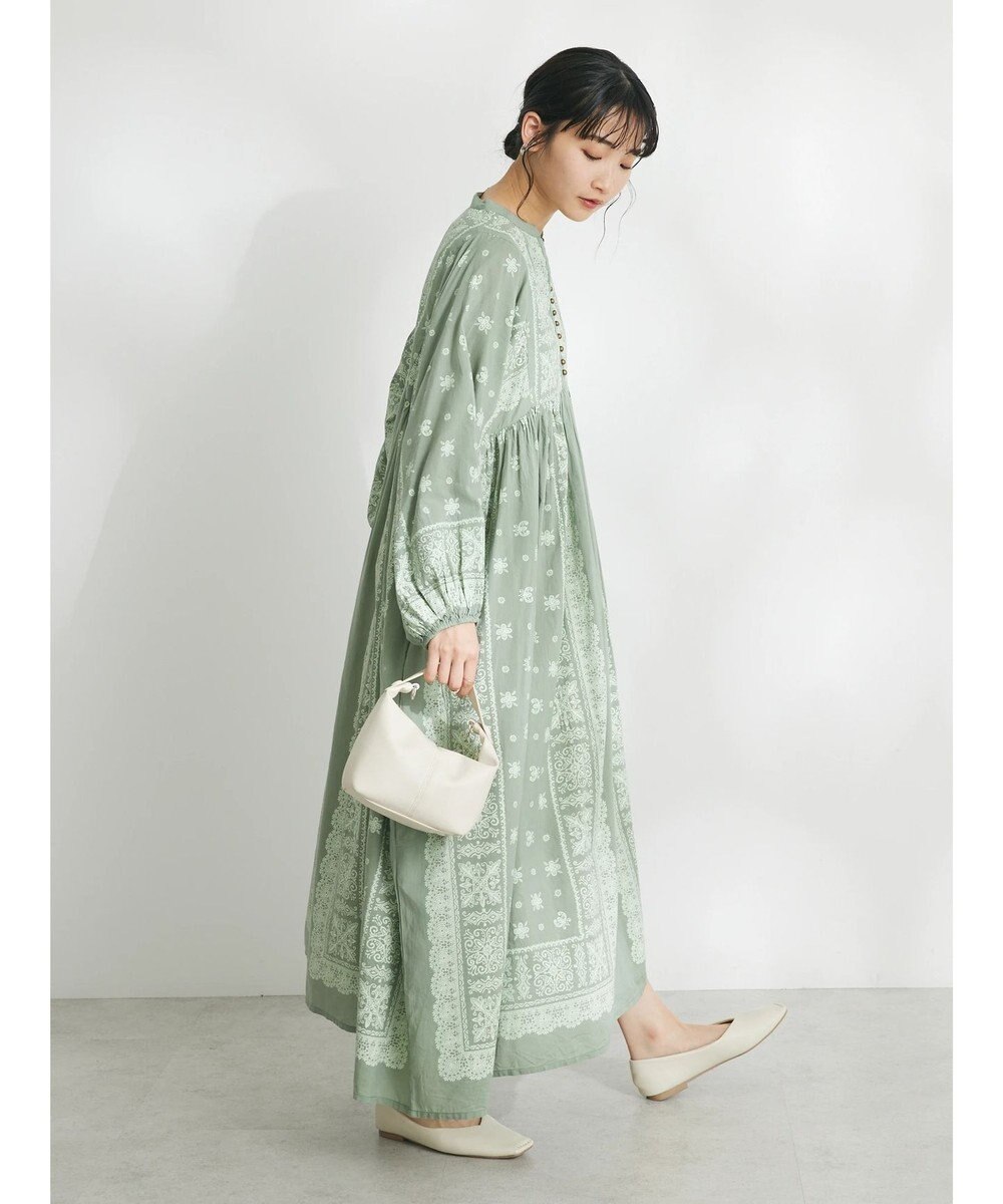 CRAFT STANDARD BOUTIQUE パネル柄ウエスト切り替えボリュームワンピース 