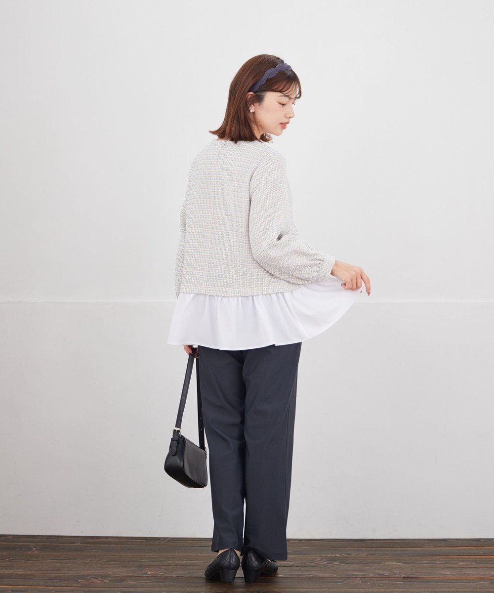 Tiaclasse ツイードコンビフレアチュニック 