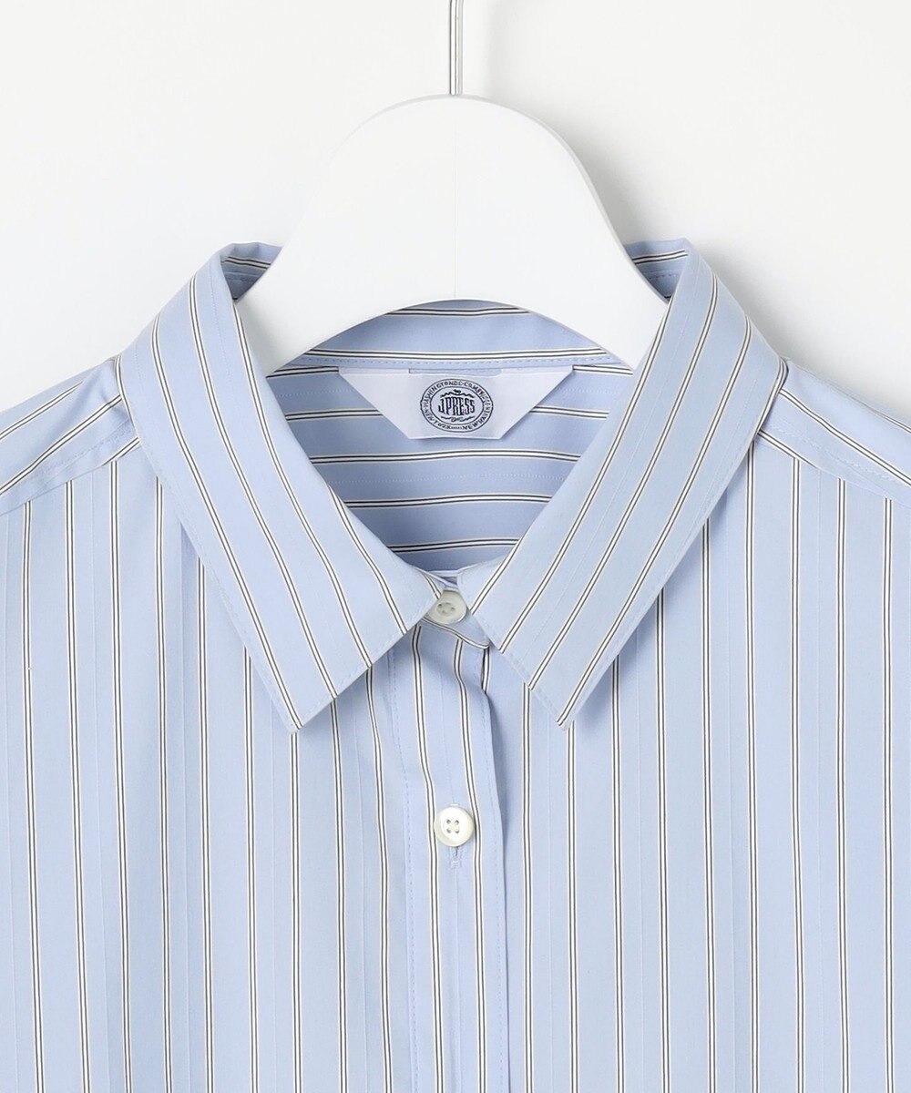 J.PRESS LADIES BEZコットンナイロン ストライプ シャツカラー ブラウス 