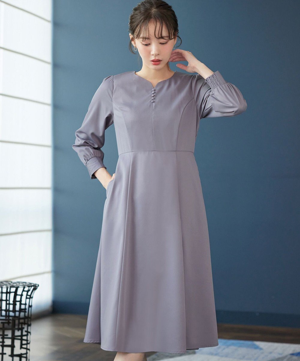 Tiaclasse 【セレモニー・XSサイズ追加・新色追加】ハートネックくるみ釦ワンピース 