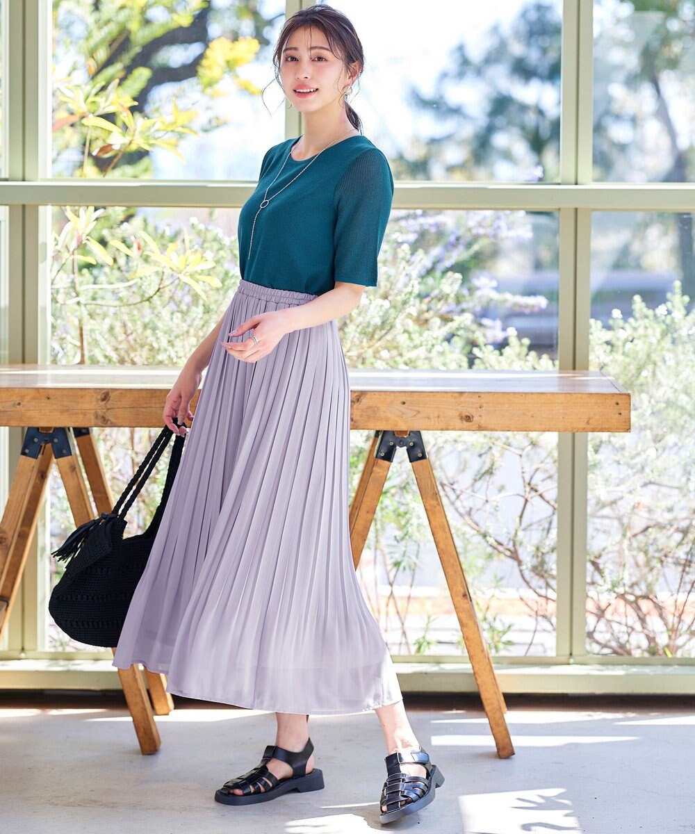 Tiaclasse L 【洗える/ウエストゴム】 ジョーゼットプリーツスカート 