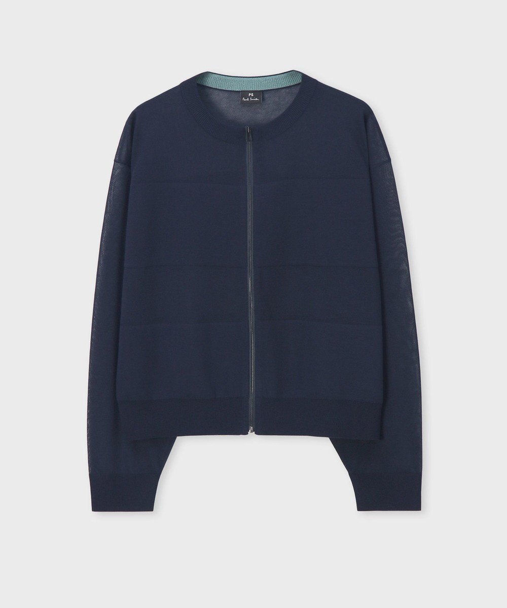 Paul Smith 【洗える】シアーボーダー ジップアップ カーディガン 