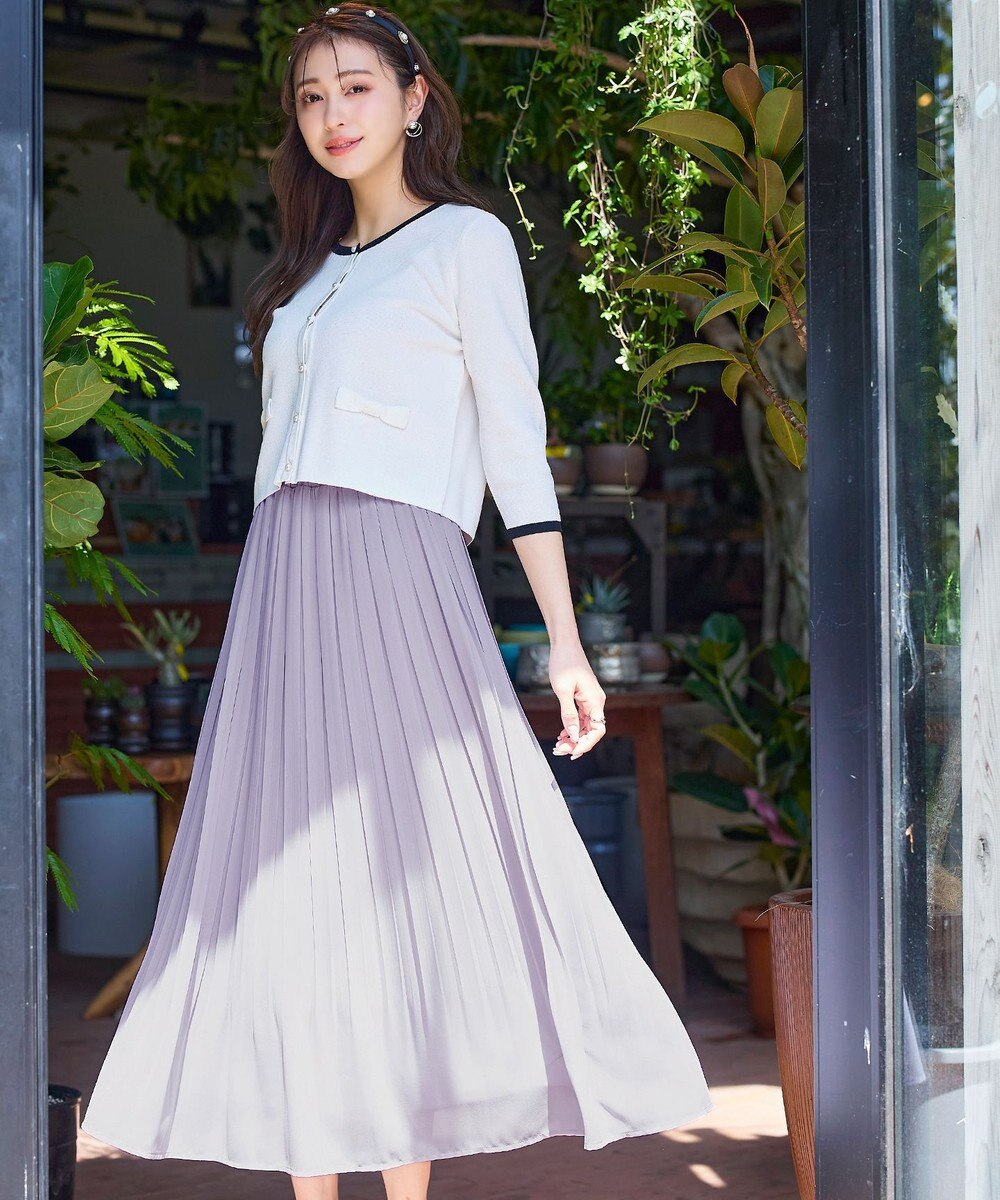 Tiaclasse L 【洗える/ウエストゴム】 ジョーゼットプリーツスカート 