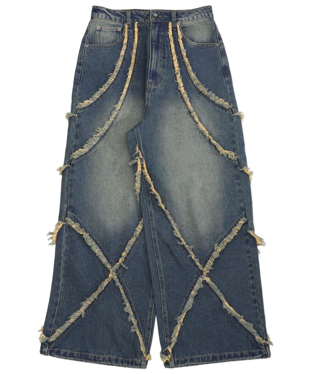 WEGO 【ユニセックス着用ITEM】フリンジデニムパンツ 