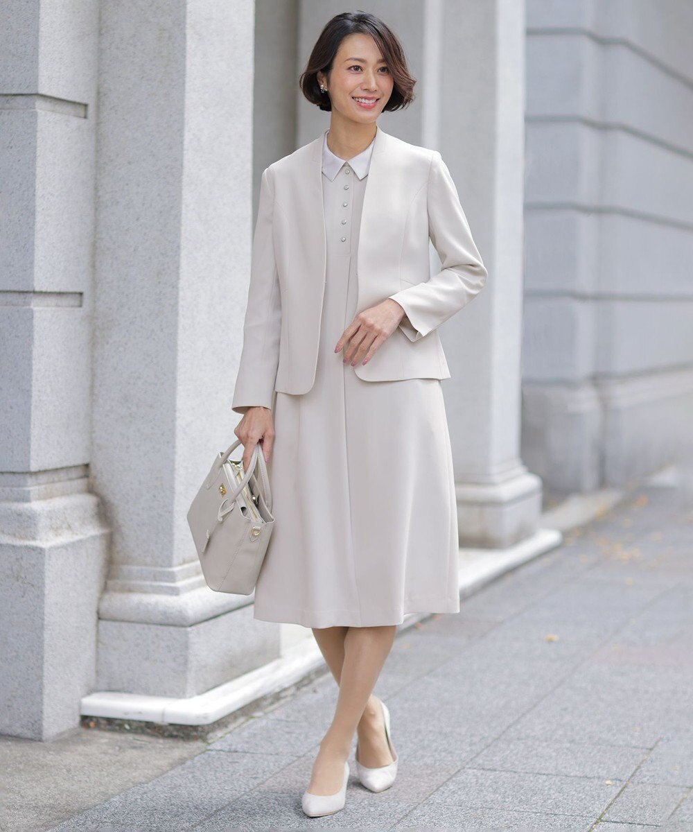 J.PRESS LADIES 【セットアップ対応】セラテリーダブルクロス ノーカラー ジャケット 