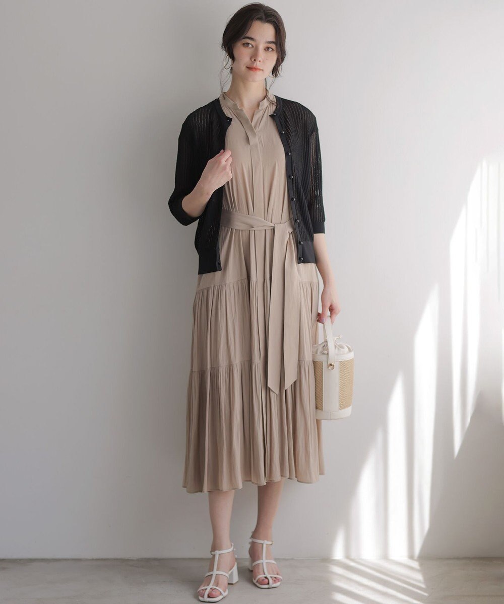 組曲 L 【WEB限定】ギャザーライトデシン ティアードワンピース 