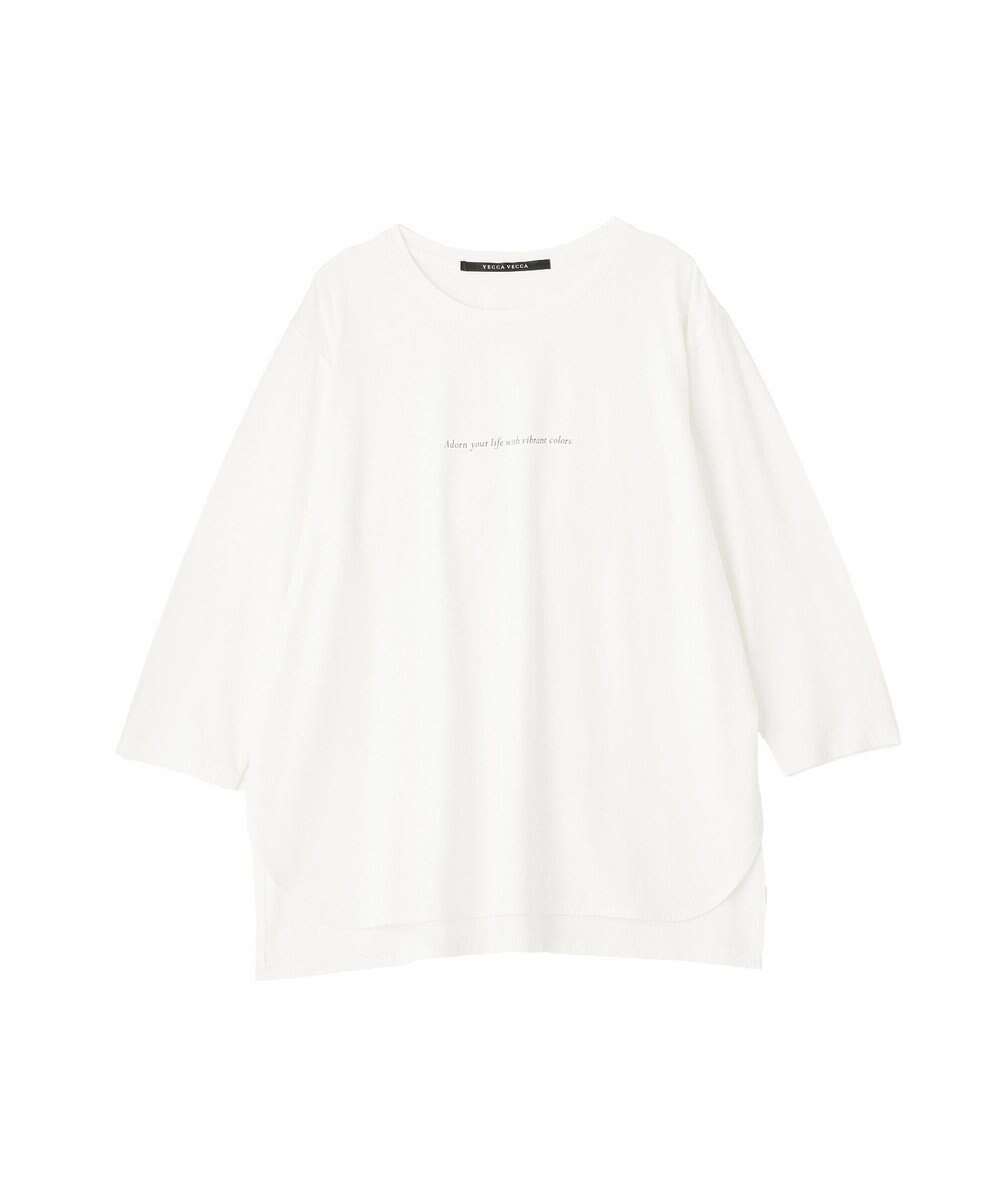 YECCA VECCA ラウンドヘム7分袖ロゴTee 